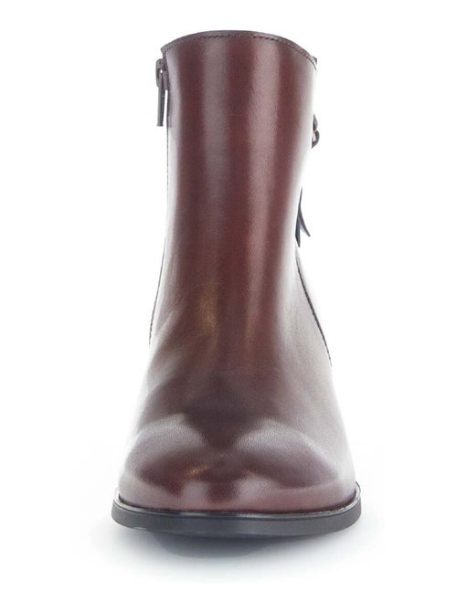 Bottines sattel en cuir lisse - Kiabi