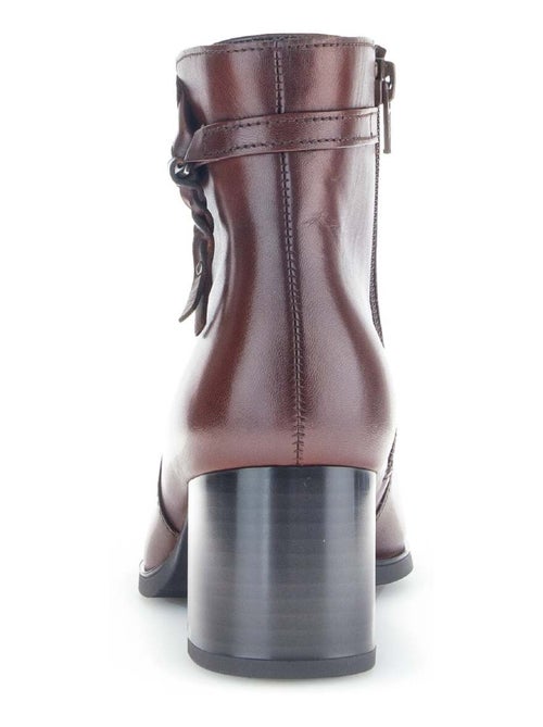 Bottines sattel en cuir lisse - Kiabi