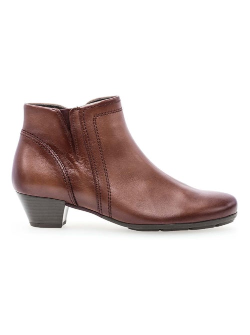 Bottines sattel en cuir lisse - Kiabi