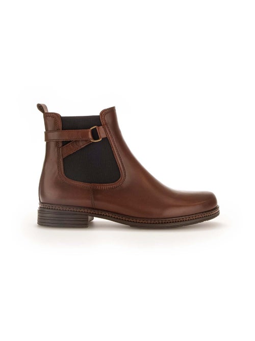 Bottines sattel en cuir lisse - Kiabi