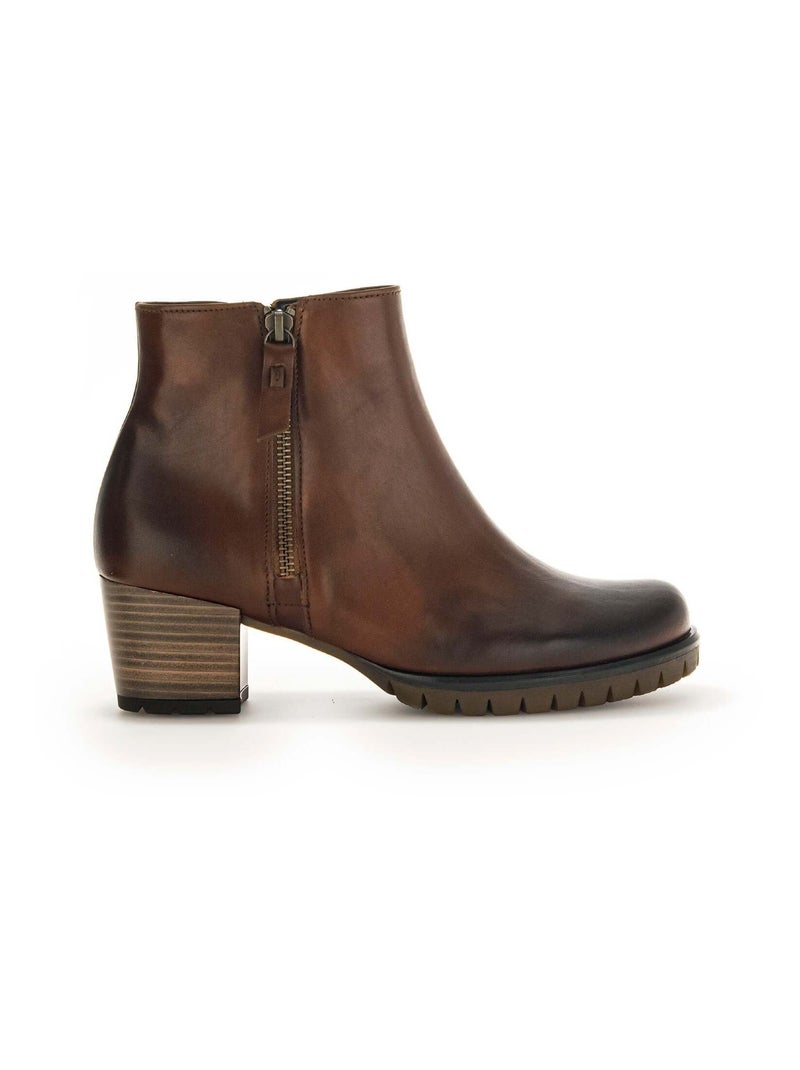 Bottines sattels en cuir lisse Gabor Marron - Kiabi