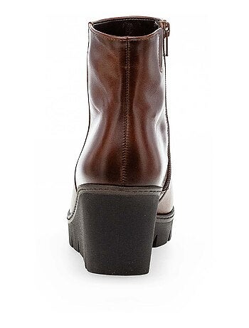 Bottines sattels en cuir lisse