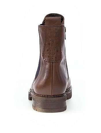 Bottines sattels en cuir lisse