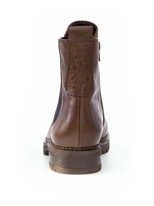 Bottines sattels en cuir lisse - Kiabi