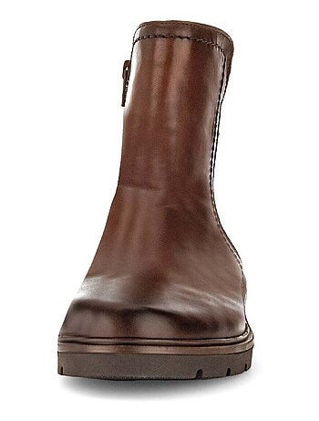 Bottines sattels en cuir lisse
