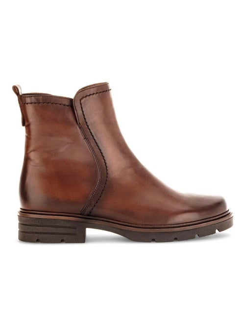 Bottines sattels en cuir lisse - Kiabi