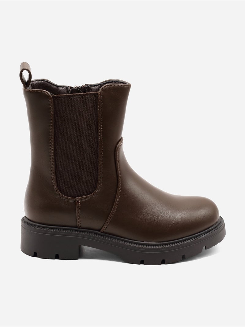 Bottines ? semelles crant?es Marron - Kiabi