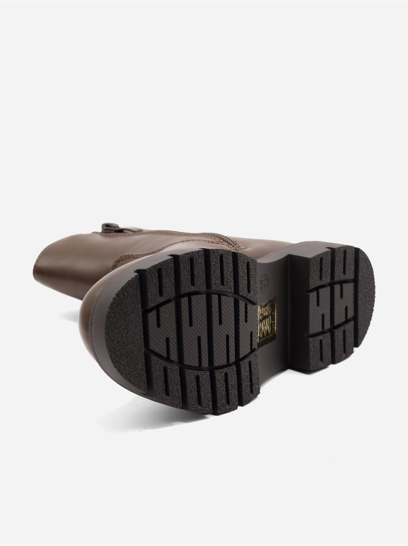 Bottines ? semelles crant?es Marron - Kiabi