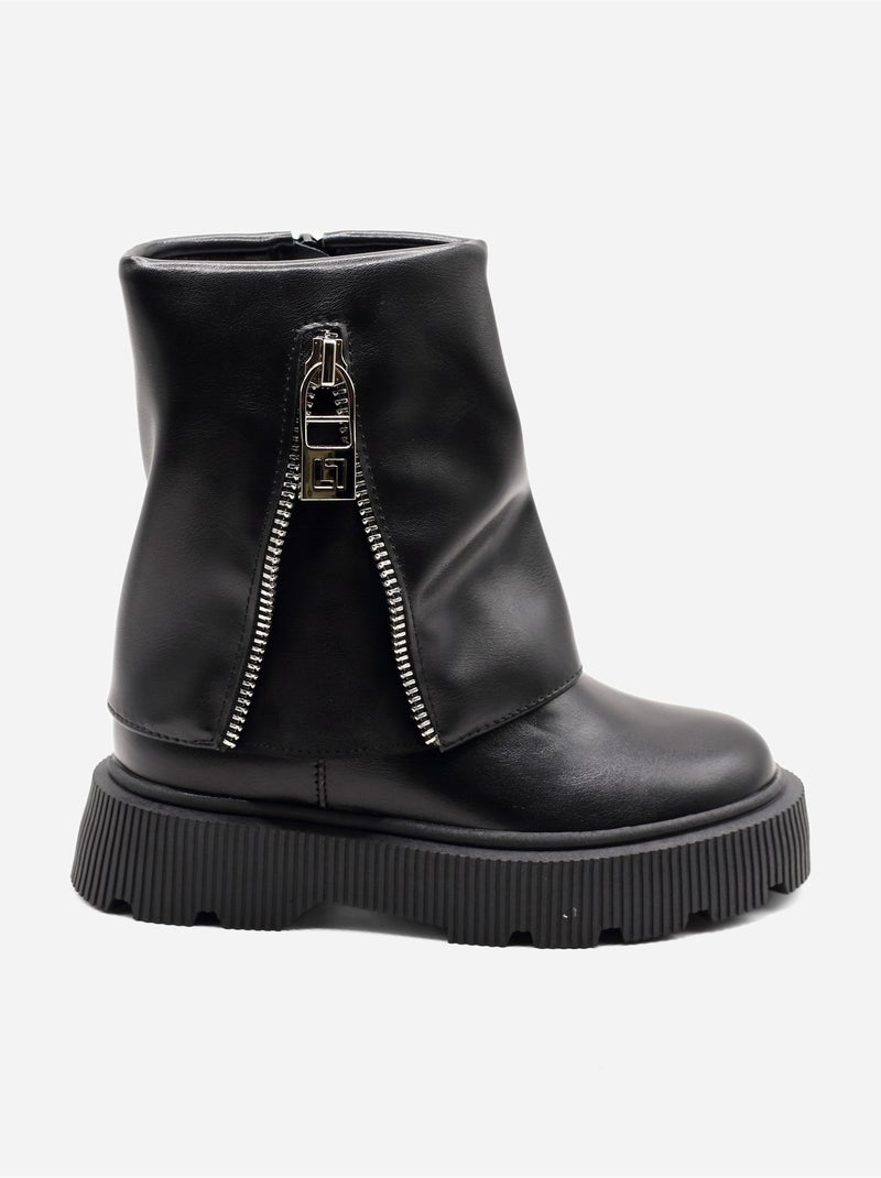 Bottines ? semelles crant?es Noir - Kiabi