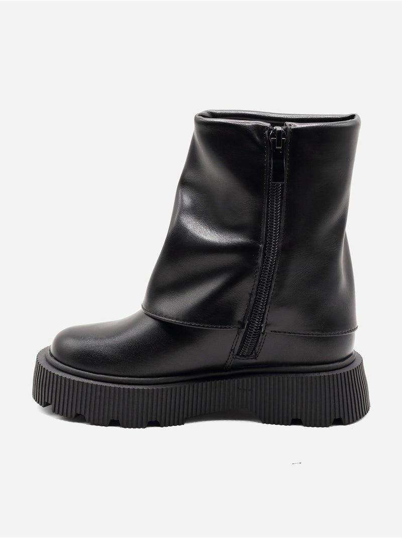 Bottines ? semelles crant?es Noir - Kiabi