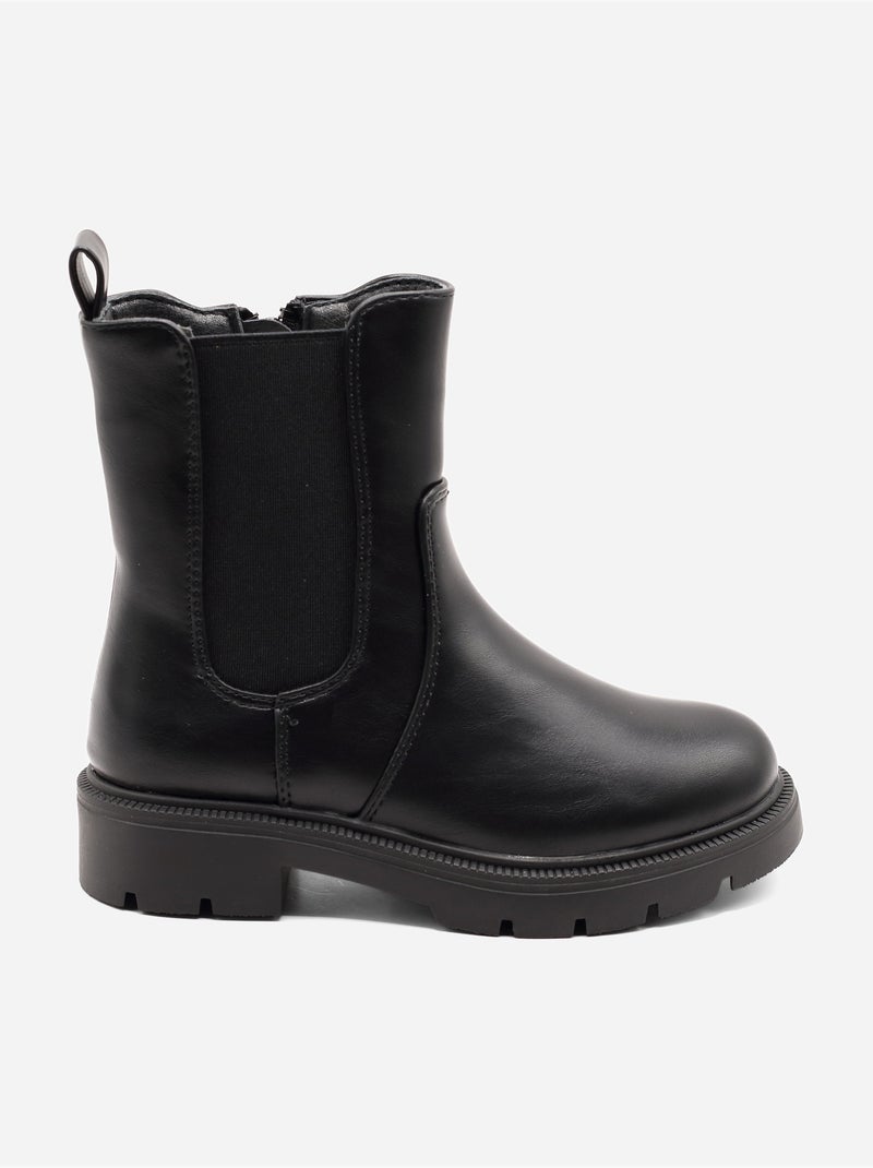 Bottines ? semelles crant?es Noir - Kiabi