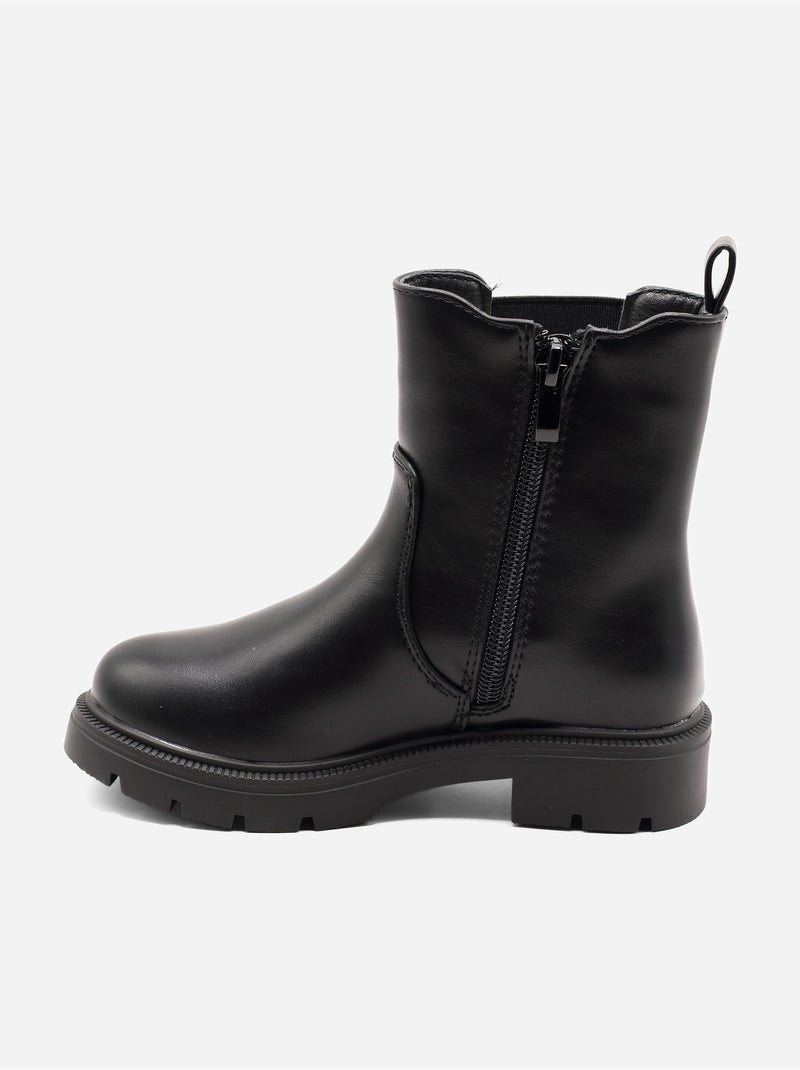 Bottines ? semelles crant?es Noir - Kiabi