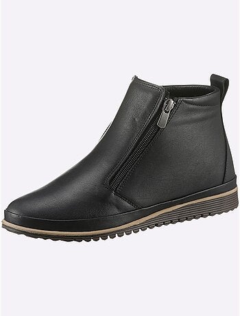 Bottines sportives en cuir avec glissière et semelle en caoutchouc - Taille standard - Helline