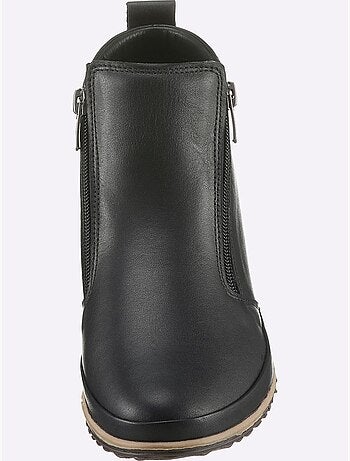 Bottines sportives en cuir avec glissière et semelle en caoutchouc - Taille standard - Helline