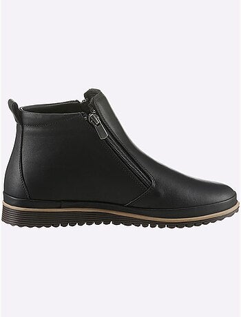 Bottines sportives en cuir avec glissière et semelle en caoutchouc - Taille standard - Helline