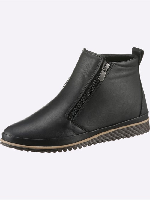Bottines sportives en cuir avec glissière et semelle en caoutchouc - Taille standard - Helline - Kiabi