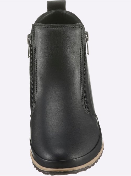 Bottines sportives en cuir avec glissière et semelle en caoutchouc - Taille standard - Helline - Kiabi