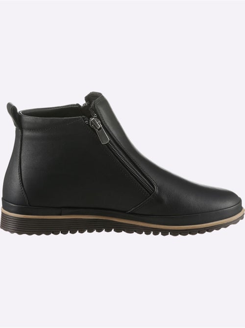 Bottines sportives en cuir avec glissière et semelle en caoutchouc - Taille standard - Helline - Kiabi