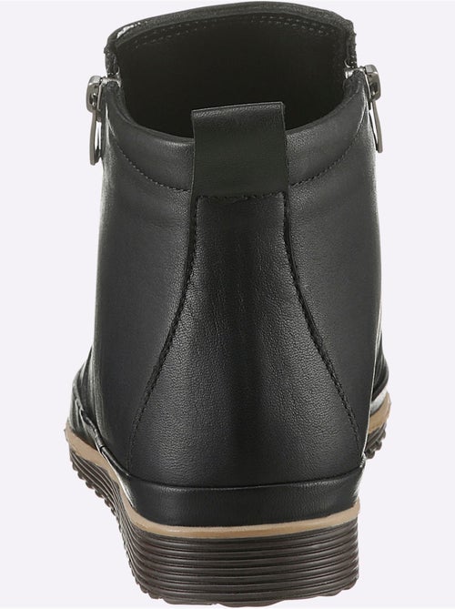 Bottines sportives en cuir avec glissière et semelle en caoutchouc - Taille standard - Helline - Kiabi
