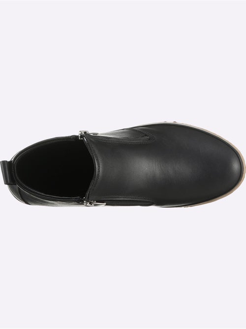Bottines sportives en cuir avec glissière et semelle en caoutchouc - Taille standard - Helline - Kiabi