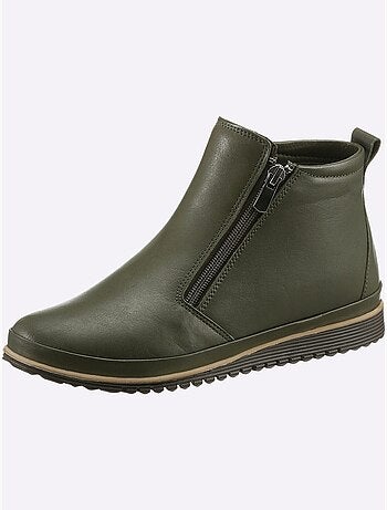 Bottines sportives en cuir avec glissière et semelle en caoutchouc - Taille standard - Helline