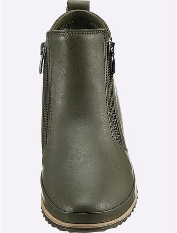 Bottines sportives en cuir avec glissière et semelle en caoutchouc - Taille standard - Helline