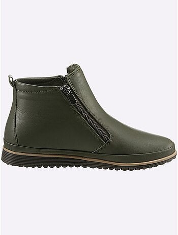 Bottines sportives en cuir avec glissière et semelle en caoutchouc - Taille standard - Helline