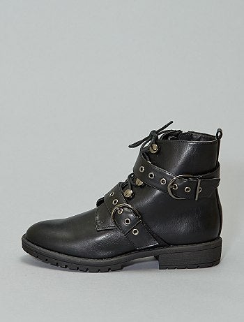Bottines style biker avec brides