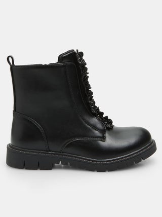 Bottines style motard avec fleurs et paillettes BATA