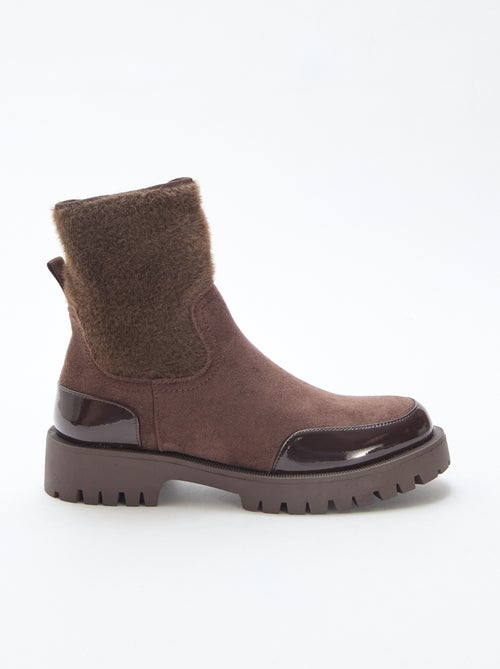 Bottines suédine et vernie - Kiabi