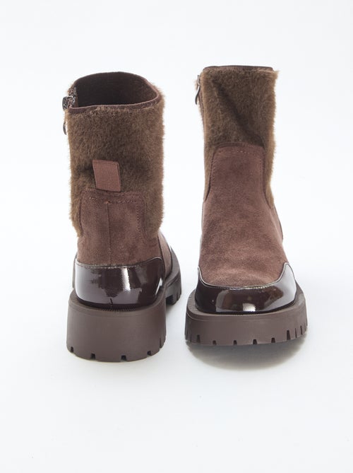 Bottines suédine et vernie - Kiabi