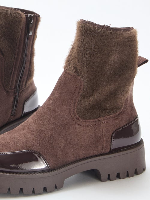 Bottines suédine et vernie - Kiabi