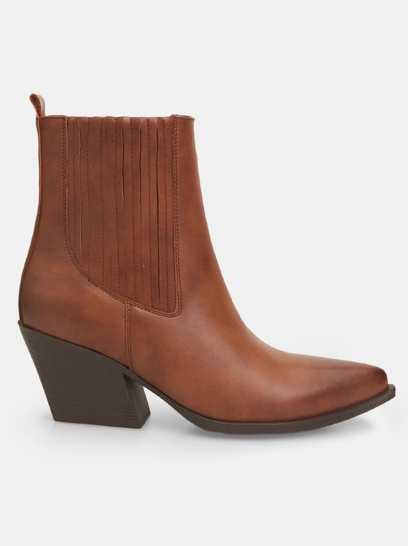 Bottines texanes à talons midi BATA Marron - Kiabi