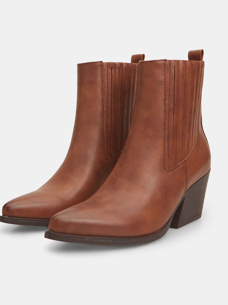 Bottines texanes à talons midi BATA Marron - Kiabi