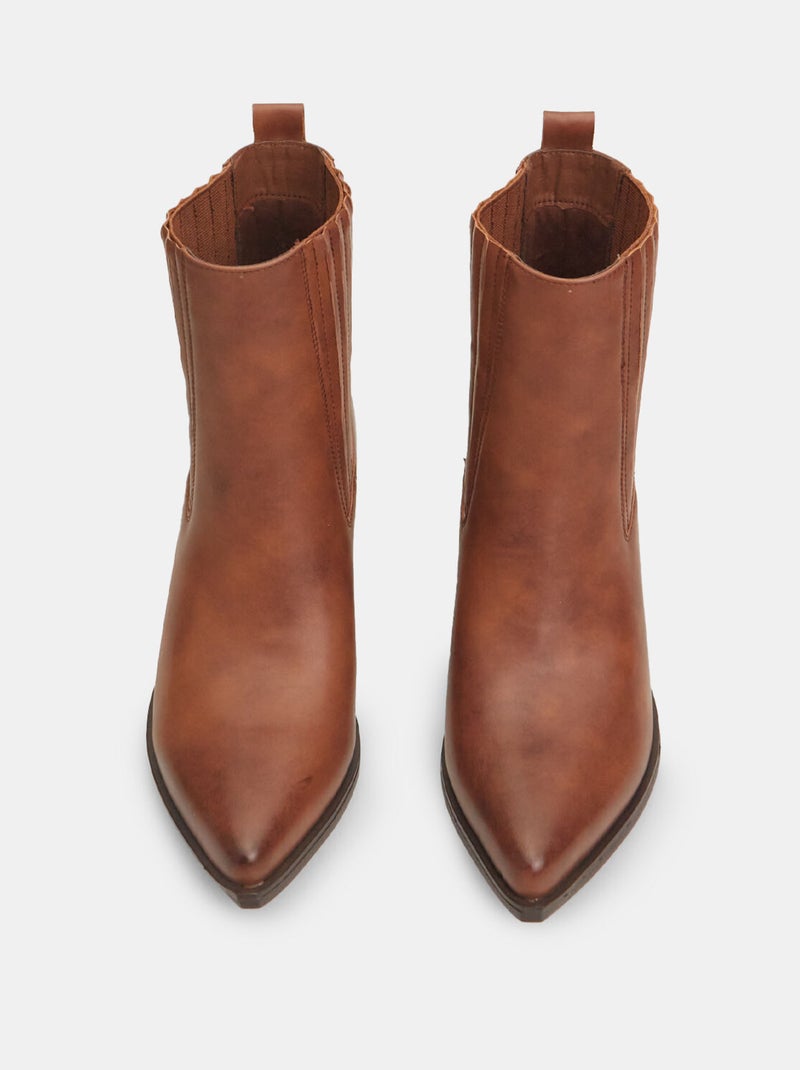 Bottines texanes à talons midi BATA Marron - Kiabi