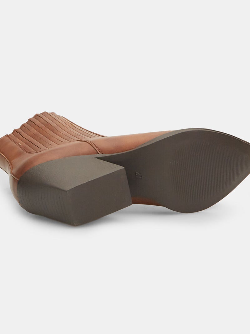 Bottines texanes à talons midi BATA Marron - Kiabi