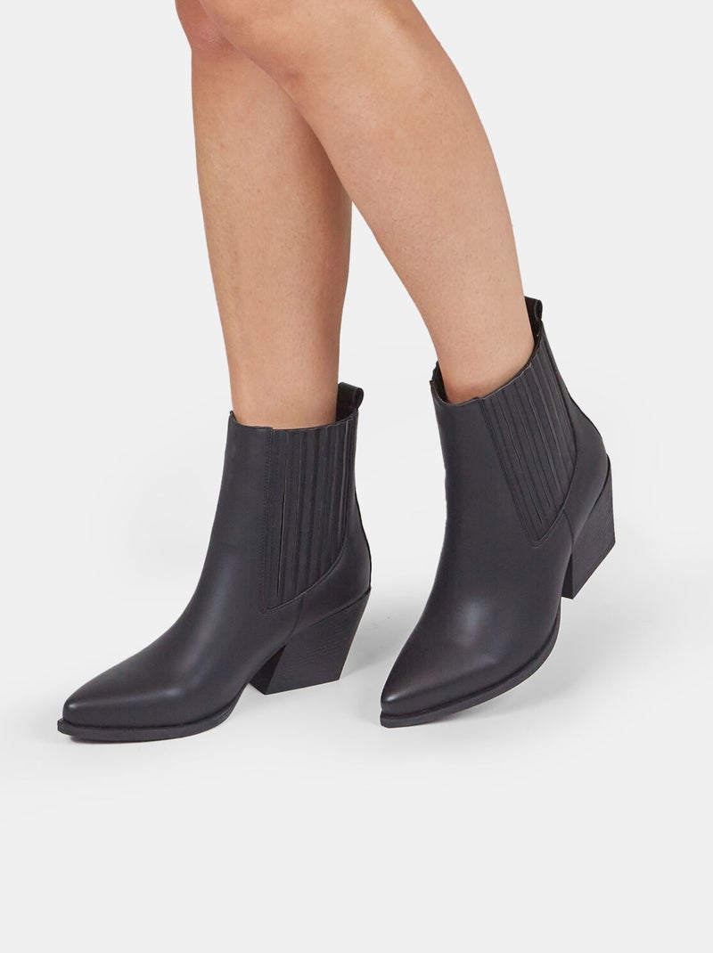 Bottines texanes à talons midi BATA Noir - Kiabi