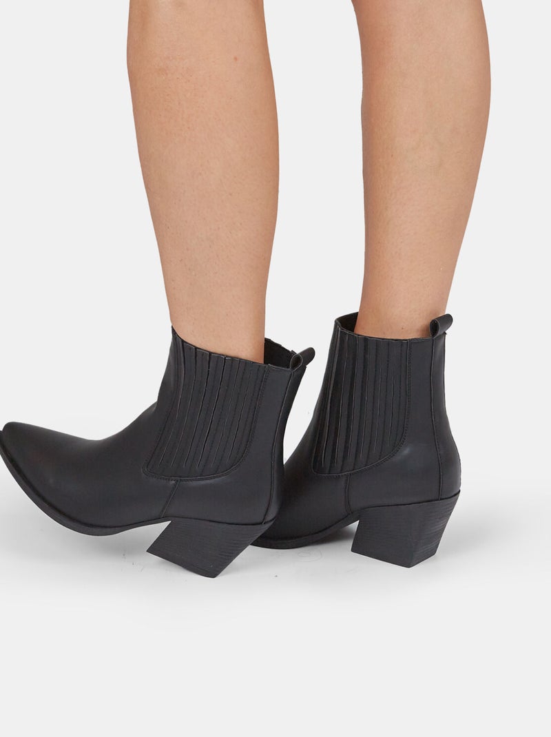 Bottines texanes à talons midi BATA Noir - Kiabi