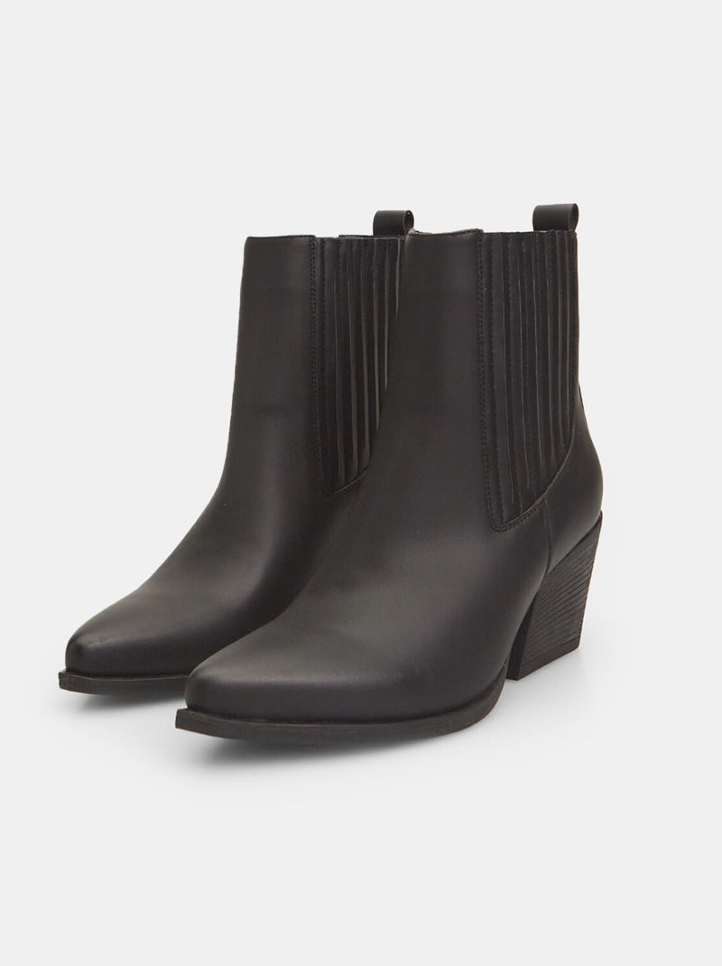 Bottines texanes à talons midi BATA Noir - Kiabi