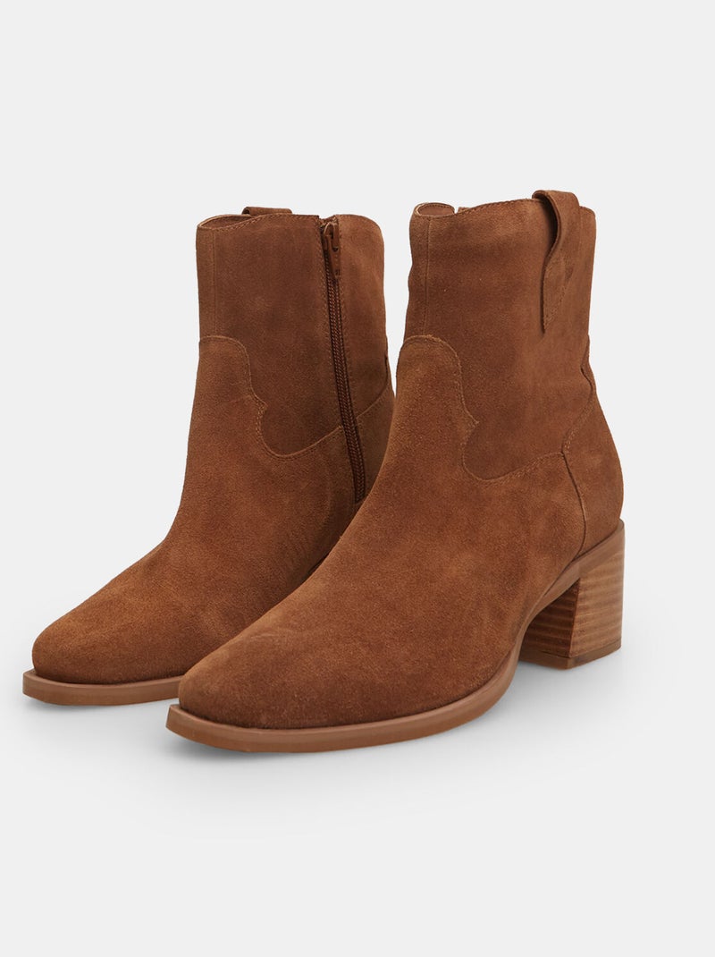 Bottines texanes en cuir BATA Bronze - Kiabi
