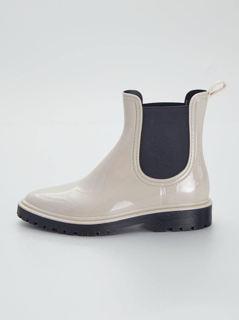 Bottines type Chelsea vernies BEIGE - Kiabi