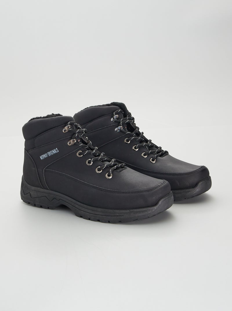 Bottines type montagnardes Noir - Kiabi
