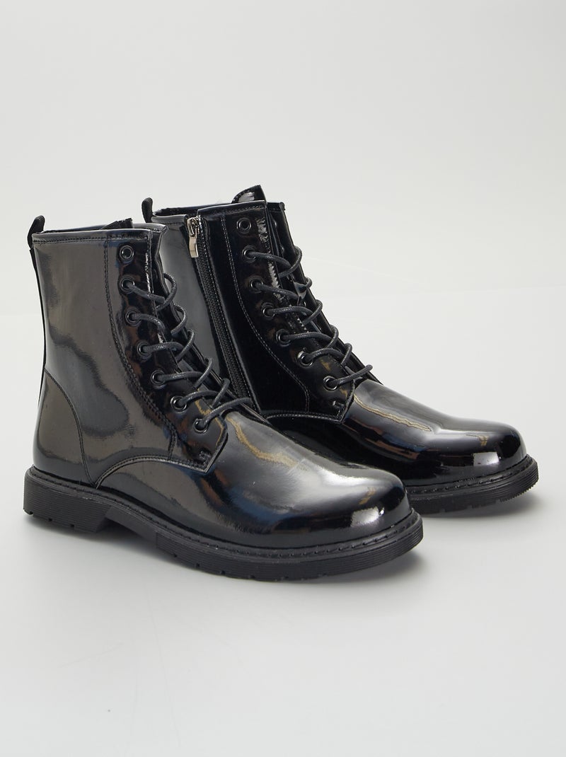 Bottines type motardes Noir - Kiabi