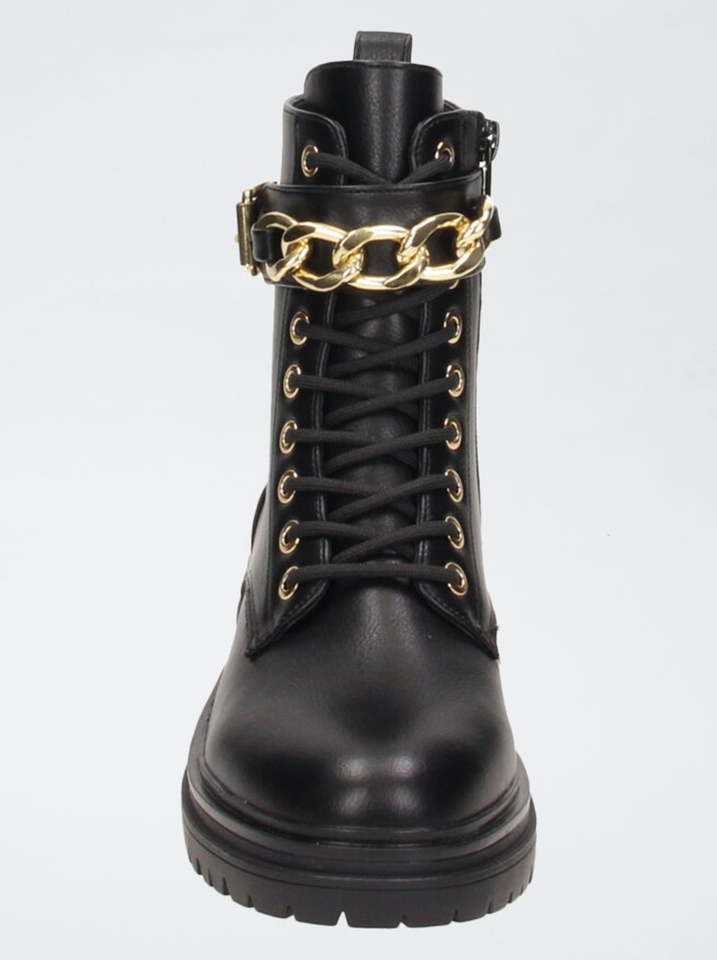 Bottines type rangers Noir - Kiabi