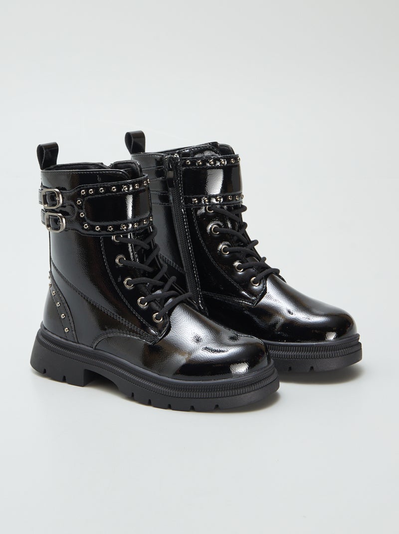 Bottines vernies cloutées Noir - Kiabi