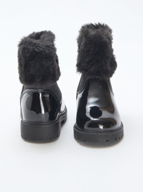 Bottines vernies effet pelucheux - Kiabi
