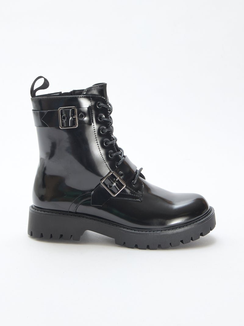 Bottines vernies unies Noir - Kiabi