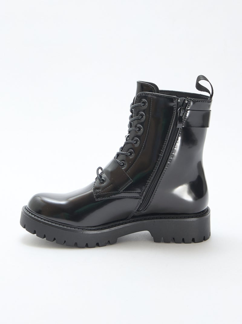 Bottines vernies unies Noir - Kiabi