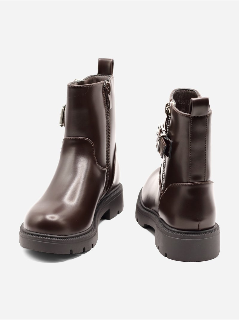 Bottines vernis Marron - Kiabi