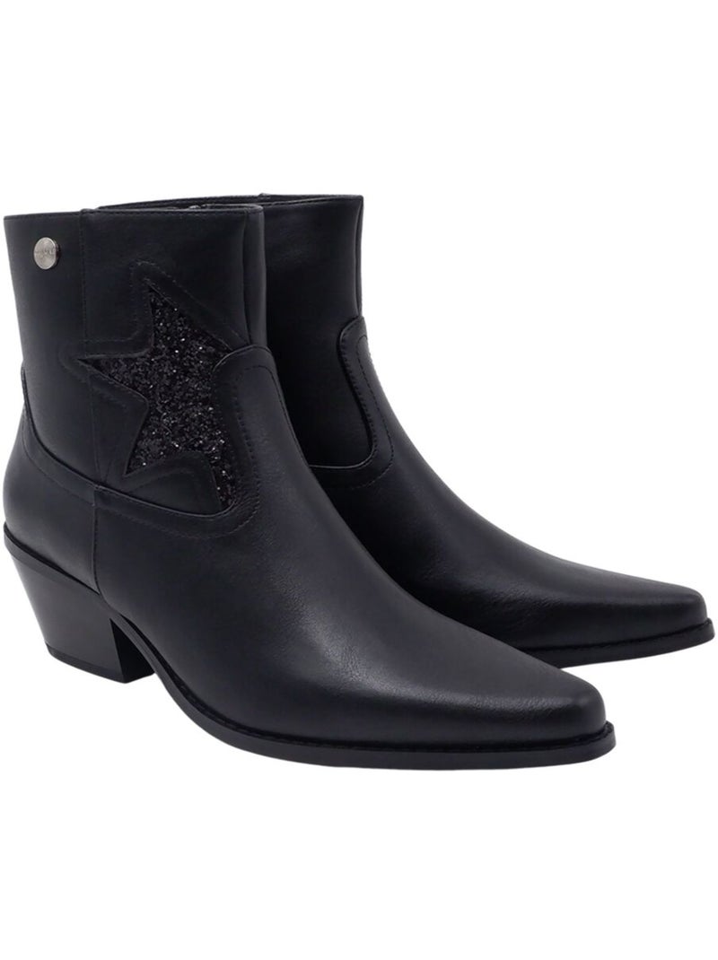 Bottines western à talon avec étoile décorative 'Deeluxe' Noir - Kiabi